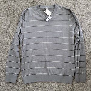 GAP Men's Grey Striped Merino Wool Sweater Large. New with Tags!